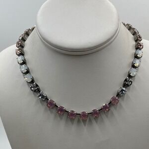 Sabika Swarovski S/S 2014 Summer Art Fun Pink Gray Crystal Antique necklace